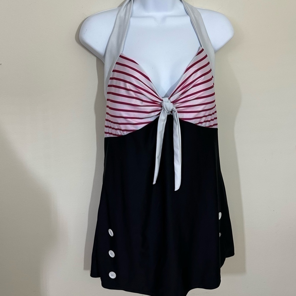 Zayful sz XL swim style dress in a nautical style , but if you turn it around.??